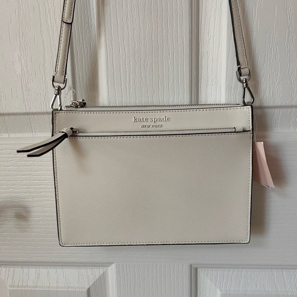 kate spade Handbags - NWT KATE SPADE Leather Bag, Zip Crossbody, CAMERON, White.